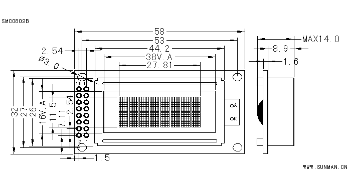 SMC0802B�˜��ַ���Һ���@ʾģ�K(LCM)��ʾ��DƬ
